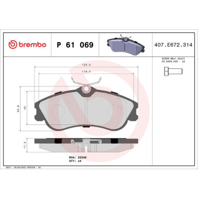 BREMBO Bremsklötze VA P 61 069 BREMBO Bremsklötze VA P 61 069