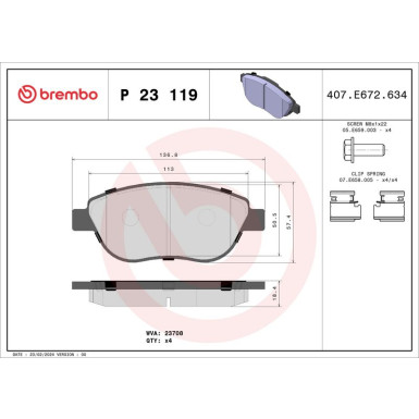 BREMBO Bremsklötze VA P 23 119 BREMBO Bremsklötze VA P 23 119