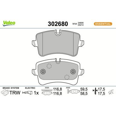 VALEO Bremsbeläge 302680 ESSENTIAL