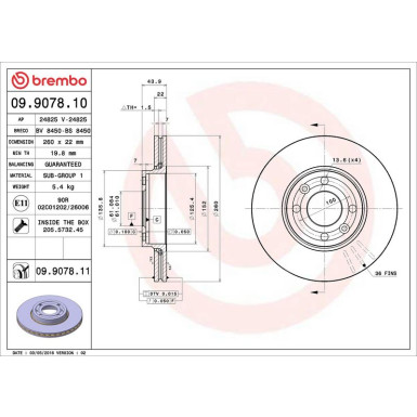 85 481 050 Bremsscheibe VA 09.9078.11 85 481 050 Bremsscheibe VA 09.9078.11