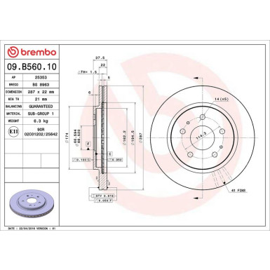 87 481 023 Bremsscheibe VA 09.B560.10 87 481 023 Bremsscheibe VA 09.B560.10