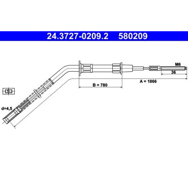 ATE Handbremsseil Seilzug Festellbremse 24.3727-0209.2 ATE Handbremsseil Seilzug Festellbremse 24.3727-0209.2