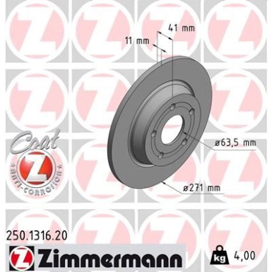 ZIMMERMANN Bremsscheibe 250.1316.20 ZIMMERMANN Bremsscheibe 250.1316.20