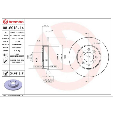 52 481 017 Bremsscheibe VA 08.6918.11