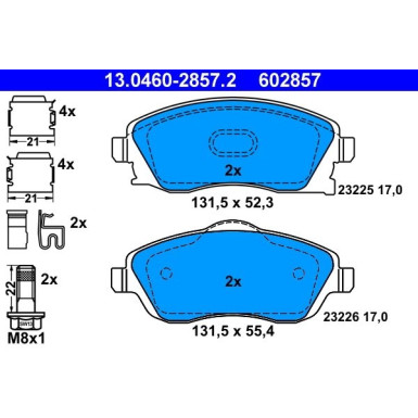 Bremsbelagsatz Opel P. Corsa C/Combo 01 13.0460-2857.2 Bremsbelagsatz Opel P. Corsa C/Combo 01 13.0460-2857.2