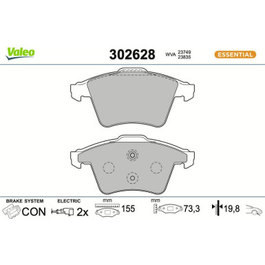 VALEO Bremsbeläge 302628 ESSENTIAL VALEO Bremsbeläge 302628 ESSENTIAL