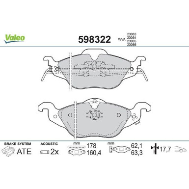 VALEO Bremsbeläge 598322 VALEO Bremsbeläge 598322