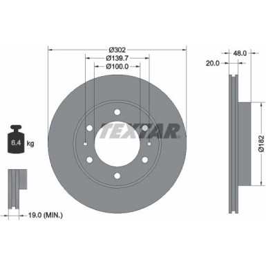 Bremsscheibe Toyota P. Land Cruiser -96/Vw Taro 92080400
