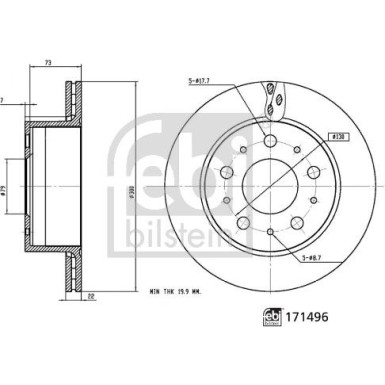 FEBI BILSTEIN Bremsscheibe 171496 FEBI BILSTEIN Bremsscheibe 171496