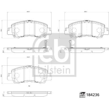 FEBI BILSTEIN Bremsbelagsatz, Scheibenbremse 184236