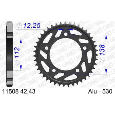 AFAM Kettenrad ALU 43 Zähne 11508-43 AFAM Kettenrad ALU 43 Zähne 11508-43