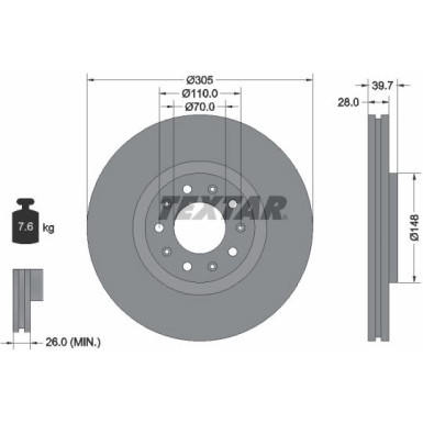 Bremsscheibe Alfa S. 159 05- 1.9Jtd/Giulietta 10- 2.0Jtd 92220803