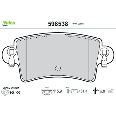 VALEO Bremsbeläge 598538