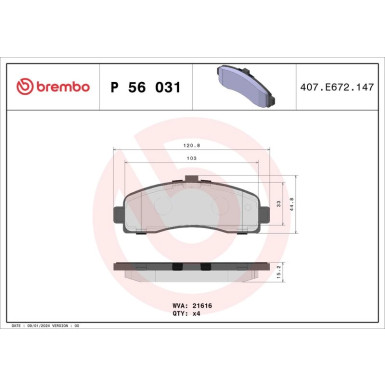 BREMBO Bremsklötze VA P 56 031 BREMBO Bremsklötze VA P 56 031