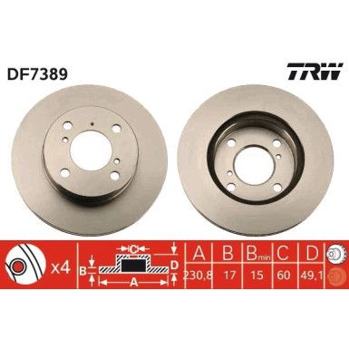 89 481 018 Bremsscheibe VA DF7389 89 481 018 Bremsscheibe VA DF7389