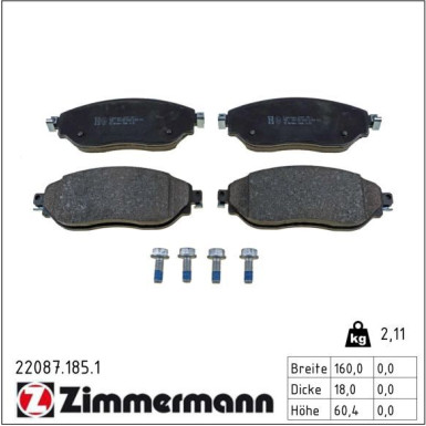 ZIMMERMANN Bremsbeläge 22087.185.1