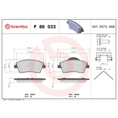 BREMBO Bremsklötze VA P 86 033 BREMBO Bremsklötze VA P 86 033