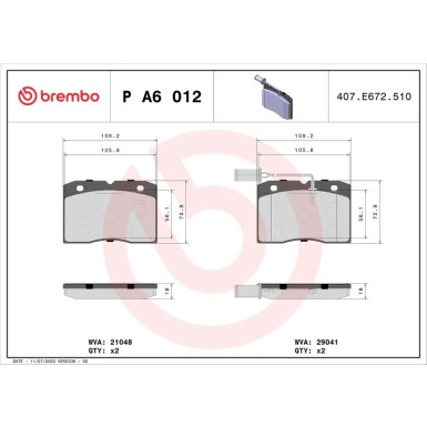 BREMBO Bremsklötze VA P A6 012 BREMBO Bremsklötze VA P A6 012