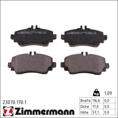 ZIMMERMANN Bremsbeläge 23070.170.1