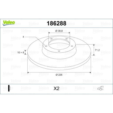 VALEO Bremsscheibe 186288 VALEO Bremsscheibe 186288