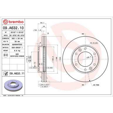 94 481 019 Bremsscheibe VA 09.A632.11 94 481 019 Bremsscheibe VA 09.A632.11