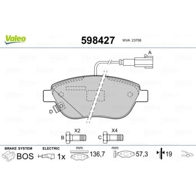 VALEO Bremsbeläge 598427