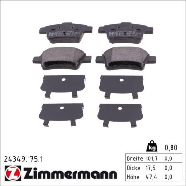 ZIMMERMANN Bremsbeläge 24349.175.1