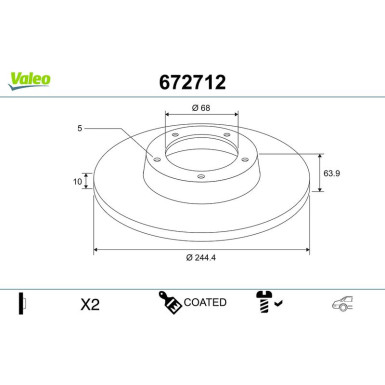 VALEO Bremsscheibe 672712 VALEO Bremsscheibe 672712