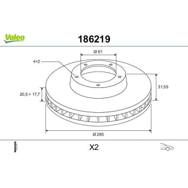 VALEO Bremsscheibe 186219 VALEO Bremsscheibe 186219