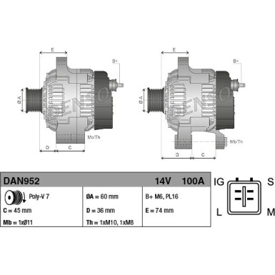 DENSO Generator DAN952 DENSO Generator DAN952