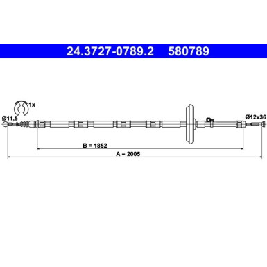 ATE Handbremsseil Seilzug Festellbremse 24.3727-0789.2 ATE Handbremsseil Seilzug Festellbremse 24.3727-0789.2