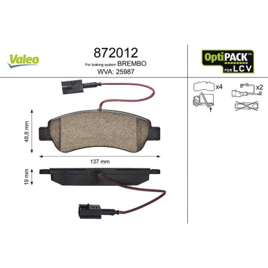 VALEO Bremsbeläge 872012 OPTIPACK for LCV