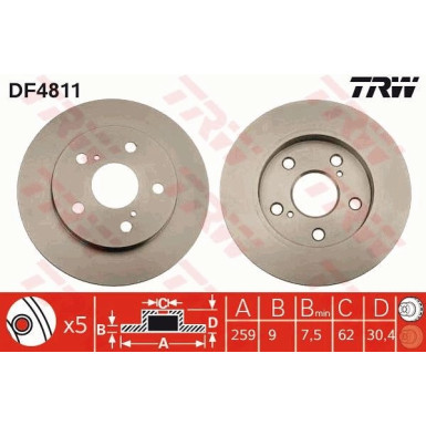 Bremsscheibe Toyota T. Auris DF4811 Bremsscheibe Toyota T. Auris DF4811
