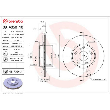 86 481 042 Bremsscheibe VA 09.A350.11