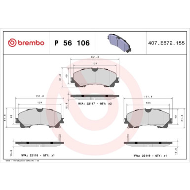 BREMBO Bremsklötze VA NISSAN X-Trail 13 PRIME LINE P 56 106 BREMBO Bremsklötze VA NISSAN X-Trail 13 PRIME LINE P 56 106