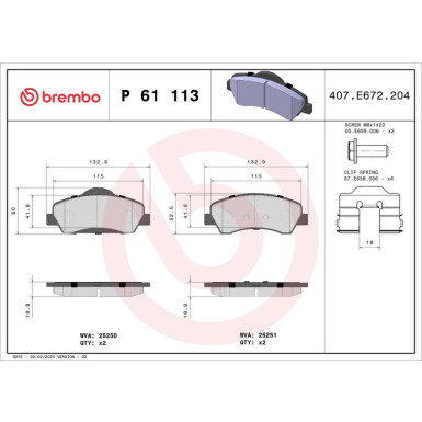 BREMBO Bremsklötze VA P 61 113 BREMBO Bremsklötze VA P 61 113