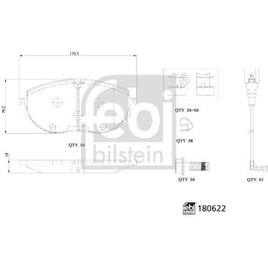 FEBI BILSTEIN Bremsbelagsatz, Scheibenbremse 180622 FEBI BILSTEIN Bremsbelagsatz, Scheibenbremse 180622