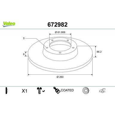 VALEO Bremsscheibe 672982 VALEO Bremsscheibe 672982