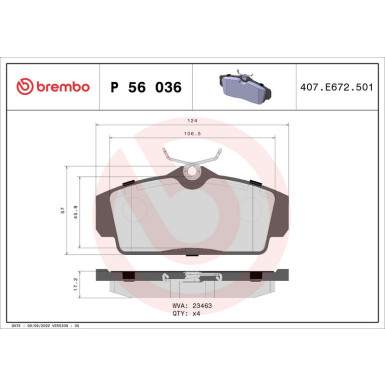 BREMBO Bremsklötze VA P 56 036 BREMBO Bremsklötze VA P 56 036