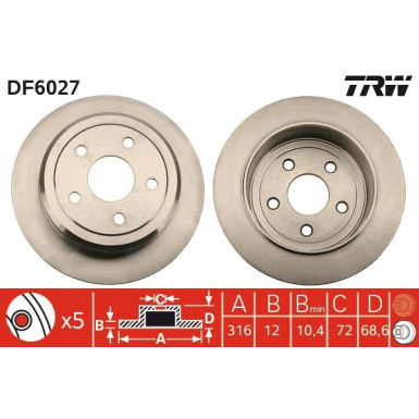 91 482 005 Bremsscheibe HA DF6027