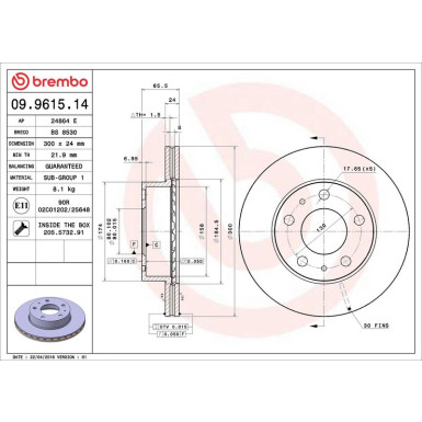 71 481 031 Bremsscheibe VA 09.9615.14 71 481 031 Bremsscheibe VA 09.9615.14