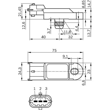 17 618 008 Drucksensor 0 281 002 996 17 618 008 Drucksensor 0 281 002 996