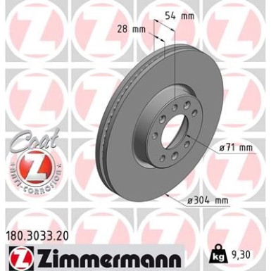 ZIMMERMANN Bremsscheibe 180.3033.20 Coat Z ZIMMERMANN Bremsscheibe 180.3033.20 Coat Z