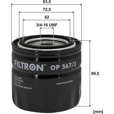FILTRON Ölfilter OP 567/3 FILTRON Ölfilter OP 567/3