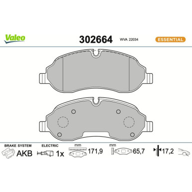 VALEO Bremsbeläge 302664 ESSENTIAL