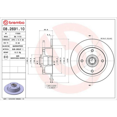 17 481 002 Bremsscheibe VA 08.2691.10