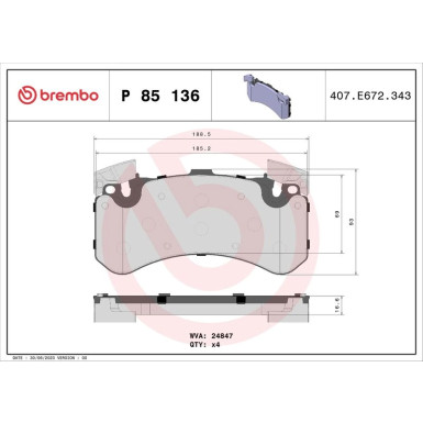 BREMBO Bremsklötze VA AUDI A6, A7, A8, Q5 12 PRIME LINE P 85 136 BREMBO Bremsklötze VA AUDI A6, A7, A8, Q5 12 PRIME LINE P 85 136