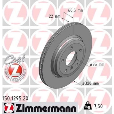 ZIMMERMANN Bremsscheibe 150.1295.20 ZIMMERMANN Bremsscheibe 150.1295.20