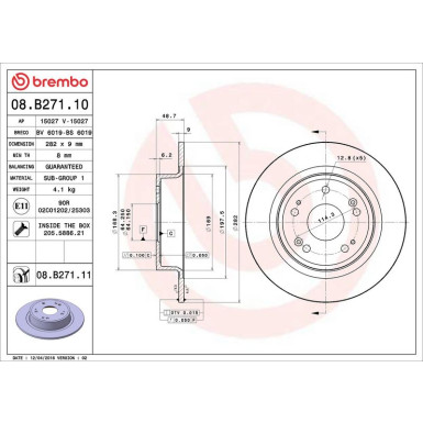 86 482 034 Bremsscheibe HA 08.B271.11 86 482 034 Bremsscheibe HA 08.B271.11