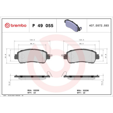 BREMBO Bremsklötze VA MAZDA 2 14 PRIME LINE P 49 055 BREMBO Bremsklötze VA MAZDA 2 14 PRIME LINE P 49 055